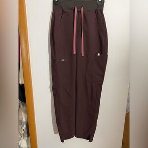 Figs Women's Dark Brown Joggers with Pink Accents